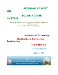 Seminar Report on Solar Power System