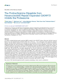 The Proline/Arginine Dipeptide from Hexanucleotide Repeat Expanded C9ORF72 Inhibits the Proteasome