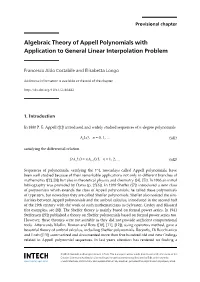 Algebraic Theory of Appell Polynomials with Application to General Linear Interpolation Problem