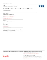 Feminist Translation: Contexts, Practices and Theories Luise Von Flotow
