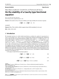 On the Stability of a Cauchy Type Functional Equation