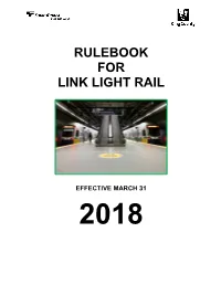 Rulebook for Link Light Rail