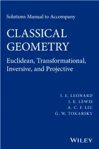 Solutions Manual to Accompany Classical Geometry