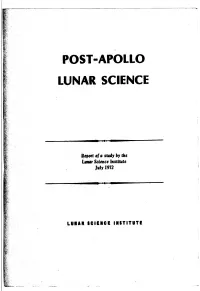 Summer Study on Post-Apollo Lunar Science