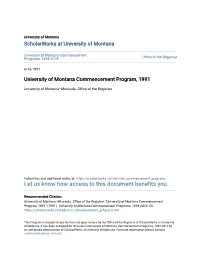 University of Montana Commencement Program, 1991