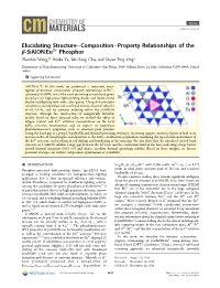 Elucidating Structure−Composition−Property Relationships of the Β