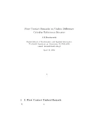 First Contact Remarks on Umbra Difference Calculus References
