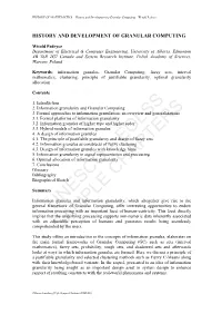 History and Development of Granular Computing – Witold Pedrycz