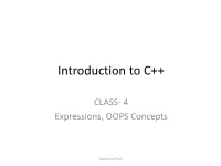 Introduction to C++