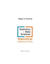 Maple 12 Tutorial