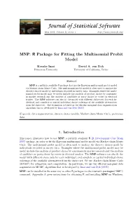 MNP: R Package for Fitting the Multinomial Probit Model