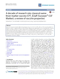 A Decade of Research Into Classical Swine Fever