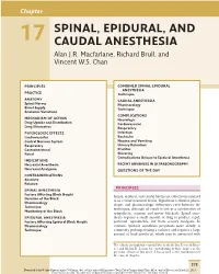 Chapter 17 Spinal, Epidural, and Caudal Anesthesia