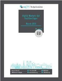 Digital Markets Act Position Paper March 2021