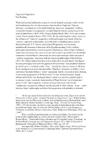 Hegel and Pragmatism Paul Redding While Professional Philosophy As