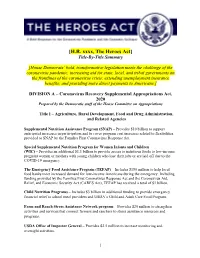 Heroes Act] Title-By-Title Summary