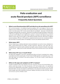 Polio Eradication and Acute Flaccid Paralysis (AFP) Surveillance Frequently Asked Questions