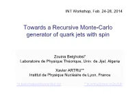 Towards a Recursive Monte-Carlo Generator of Quark Jets with Spin