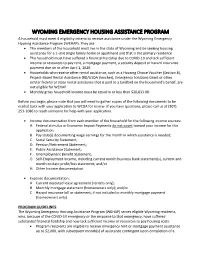 Wyoming Emergency Housing Assistance Program