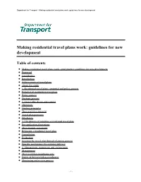 Making Residential Travel Plans Work: Guidelines for New Development