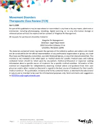 Movement Disorders Therapeutic Class Review (TCR)