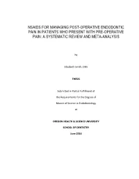 Nsaids for Managing Post-Operative Endodontic Pain in Patients Who Present with Pre-Operative Pain: a Systematic Review and Meta-Analysis