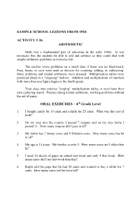 Sample School Lessons from 1910 Activity # 26 Arithmetic