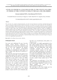 Study on Chemical Analysis of Soil in the County of Gorj, in Terms of the Content of Heavy Metals and Chlorides