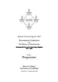 Tercentenary Conference Programme