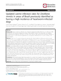 Updated Canine Infection Rates for Dirofilaria Immitis in Areas of Brazil
