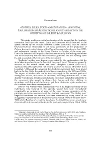 An Initial Exploration of Aestheticism and Its Impact on the Operettas of Gilbert & Sullivan