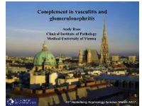 Complement in Vasculitis and Glomerulonephritis