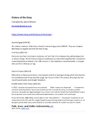 History of the Harp Compiled by Janice Mineer Jkmineer@Yahoo.Com
