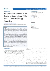 Impact of Trace Elements in the Natural Environment and Public Health: a Medical Geology Perspective