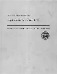 Lithium Resources and Requirements by the Year 2000