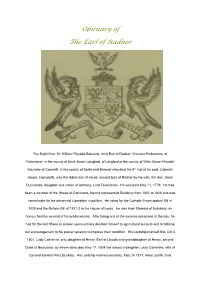 Obituary of the Earl of Radnor