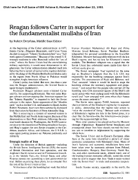 Reagan Follows Carter in Support for the Fundamentalist Mullahs of Iran