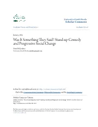 Stand-Up Comedy and Progressive Social Change David M