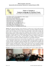 Toward a Common Language for Systems