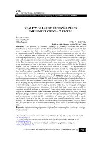 5Th REALITY of LARGE REGIONAL PLANS IMPLEMENTATION – IP RSPPBD