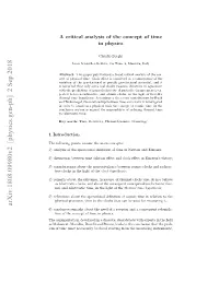 A Critical Analysis of the Concept of Time in Physics