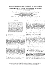Head-Driven Transition-Based Parsing with Top-Down Prediction