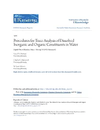 Procedures for Trace Analysis of Dissolved Inorganic and Organic Constituents in Water Digital Object Identifier