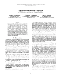 Semi-Supervised Automatic Generation of Wikipedia Articles for Named Entities