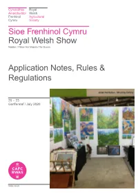 Sioe Frenhinol Cymru Royal Welsh Show Application Notes, Rules