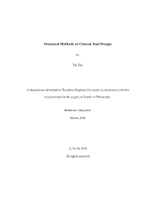 Statistical Methods in Clinical Trial Design Yu Du