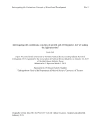 URC Interrogating the Contentious Concepts of Growth And