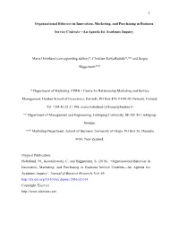 1 Organizational Behavior in Innovation, Marketing, And