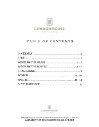 2021 Beverage Menu