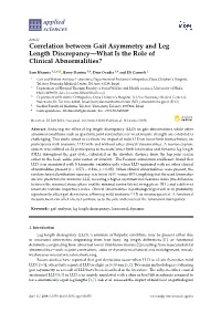 Correlation Between Gait Asymmetry and Leg Length Discrepancy—What Is the Role of Clinical Abnormalities?